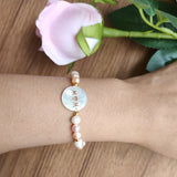15mm MOM Hollow Letter Pearl Shell Bead Round MAMA & Freshwater Pearl Bracelet