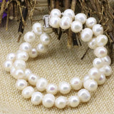 8-9mm Pearl Beads 2 Rows Bracelet for Women Charms Jewelry