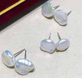 Baroque Pearl Earring Studs Silver Women Earlobe DIY