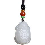Hetian Jade Stone Dragon Turtle Pendant Necklace Carved Jadeite Jewelry