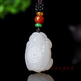 Hetian Jade Stone Dragon Turtle Pendant Necklace Carved Jadeite Jewelry