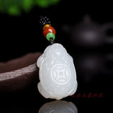 Hetian Jade Stone Dragon Turtle Pendant Necklace Carved Jadeite Jewelry