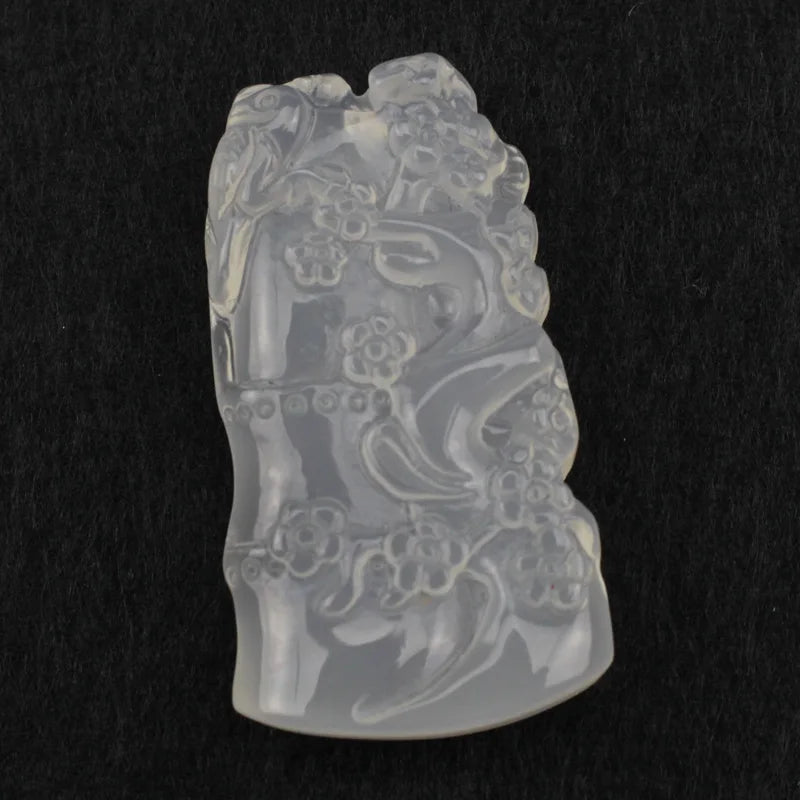 Natural Agate Pendant Carved Trees Necklace for Woman Gift
