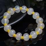 Natural Agate Handcarved Round Beads Bracelets for Couples