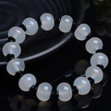 Natural Agate Handcarved Round Beads Bracelets for Couples