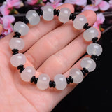 Natural Agate Handcarved Round Beads Bracelets for Couples