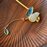 Chalcedony Gourd Hair Jewelry Enamel Pendant Chinese Cheongsam Hanfu Accessory