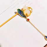 Natural Chalcedony Gourd Hair Jewelry Enamel Pendant