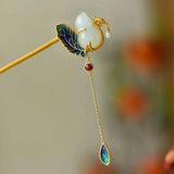 Chalcedony Gourd Hair Jewelry Enamel Pendant Chinese Cheongsam Hanfu
