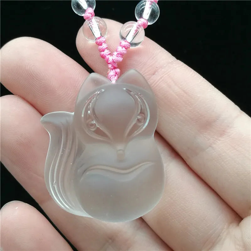 Crystal Fox Pendant Necklace for Peach Blossom Marriage Fox Spirit