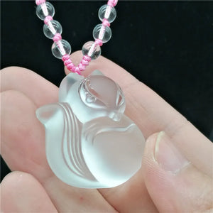 Crystal Fox Pendant Necklace for Peach Blossom Marriage Fox Spirit