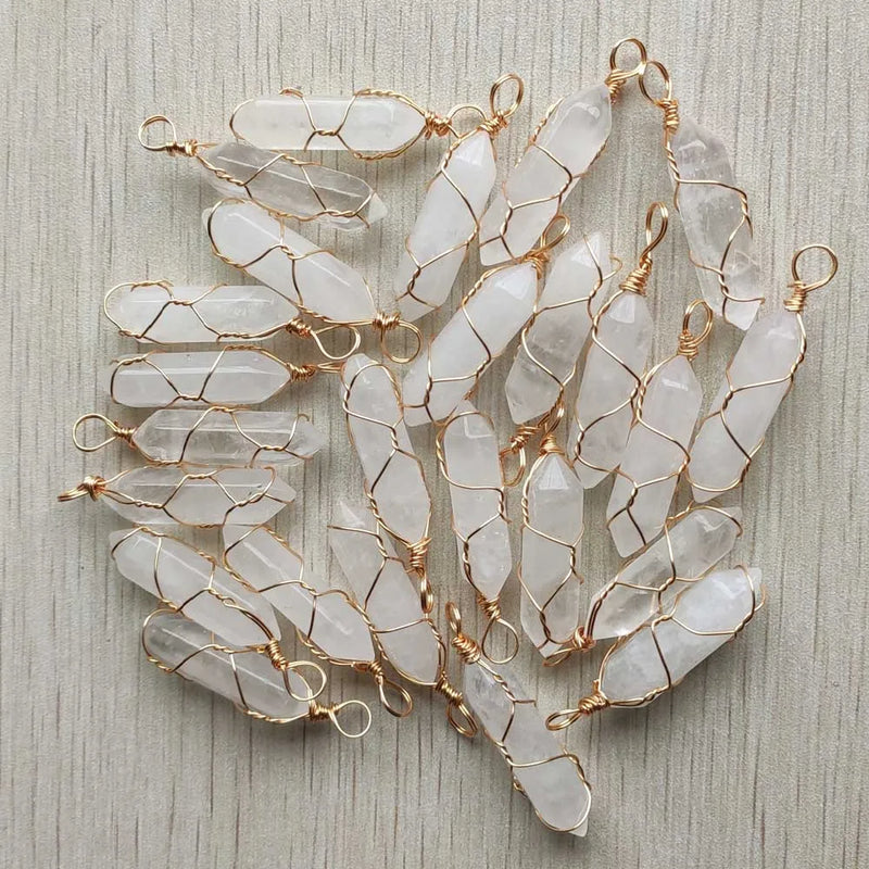 Crystal Iron Wire Pillar Shape Pendants for Jewelry Making 24pcs/lot