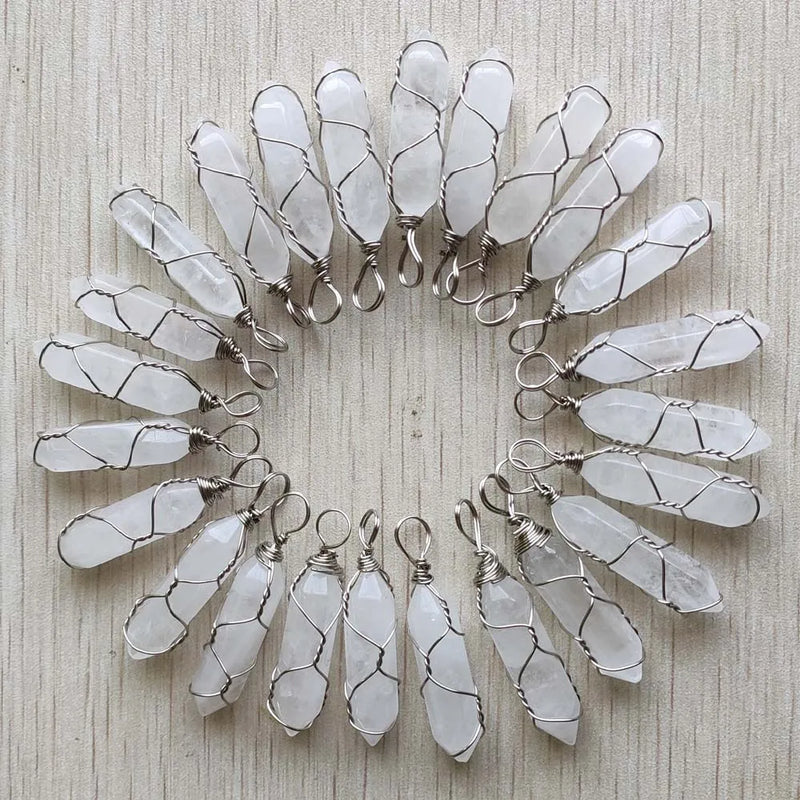 Crystal pillar shape iron wire pendants for jewelry making