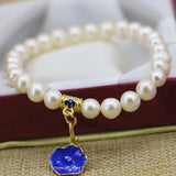 Freshwater Pearl Beads Strand Bracelet with Cloisonne Pendant Charms