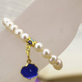 Freshwater Pearl Beads Strand Bracelet with Cloisonne Pendant Charms