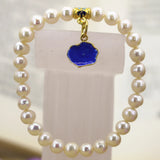Freshwater Pearl Beads Strand Bracelet with Cloisonne Pendant Charms
