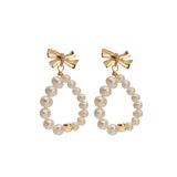 Freshwater Pearl 18KGP Bow S925 Stud Earrings