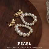 Freshwater Pearl 18KGP Bow S925 Stud Earrings