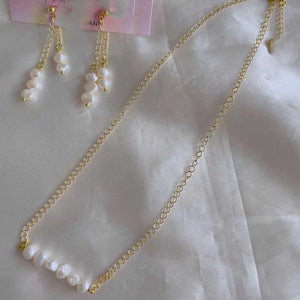 Freshwater Pearl Necklace and Earring Set Stainless Steel Choker