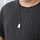 Natural Jade Gourd Pendant Necklace Retro Jewelry for Men Women