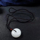 Natural Jade Hand-Carved Safety Button Pendant Retro Jewelry