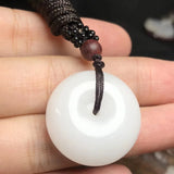 Natural Jade Hand-Carved Safety Button Pendant Retro Jewelry