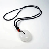 Natural Jade Hand-Carved Safety Button Pendant Retro Jewelry