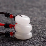 Natural Jade Hand-Carved Safety Button Pendant Retro Jewelry