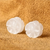 Natural Jade Handcarved Flower DIY Bracelet Necklace Jade Accessories Beads