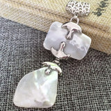 Natural Mother Shell Pendant Double Side Long Chain Jewelry DIY Findings