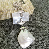 Natural Mother Shell Pendant Double Side Long Chain Jewelry DIY Findings