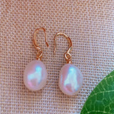 Natural Pearl Teardrop Earrings 18KGB Wedding Gift