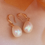 Natural Pearl Teardrop Earrings 18KGB Wedding Gift