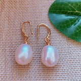 Natural Pearl Teardrop Earrings 18KGB Wedding Gift