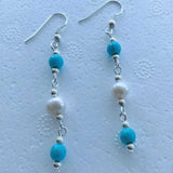 Natural Pearl Turquoise Pendant Earring Set Necklace Charms