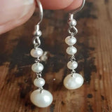 Rice Pearl Freshwater Earrings Hook Women Ear Stud Gift