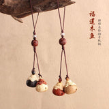 Tail Fish Peach Wood Keychain Unisex Key Car Handbag Decor Animal Jewelry