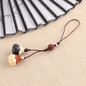 Tail Fish Peach Wood Keychain Unisex Key Car Handbag Decor Animal Jewelry