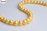 10-11mm Natural Yellow Freshwater Pearl Round 15in DIY Necklace Earring
