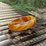 Yellow Agate Bangle Bracelet Chalcedony Round Sweet Women Lady Charm Luck Gift