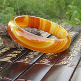 Yellow Agate Bangle Bracelet Chalcedony Round Sweet Women Lady Charm Luck Gift