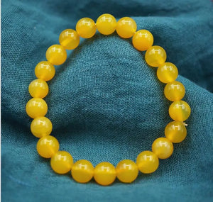 Natural Yellow Agate Bracelet Men Women Hand String