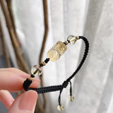 Yellow Crystal Citrine Pixiu Bracelet for Health Wealth Lucky