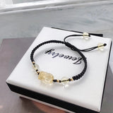 Yellow Crystal Citrine Pixiu Bracelet for Health Wealth Lucky
