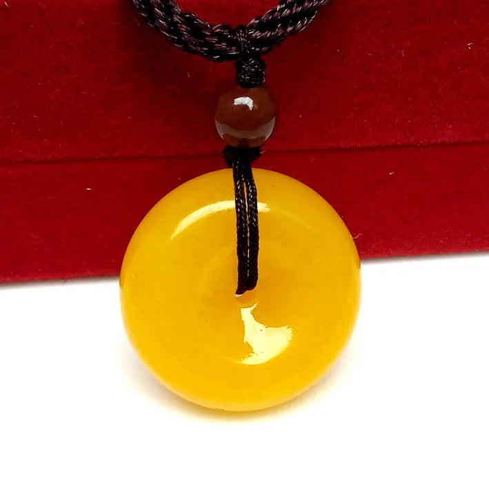 Natural Yellow Jade Ping-An Buckle Dragon Hanger