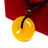 Natural Yellow Jade Ping-An Buckle Dragon Hanger
