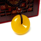 Natural Yellow Jade Ping-An Buckle Dragon Hanger