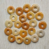 Natural Yellow Jade Circle Donut Pendants Beads 18mm 24pcs/lot