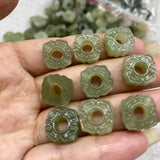 100% Natural Hetian Jade Square Beads Necklace Pendant