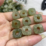 100% Natural Hetian Jade Square Beads Necklace Pendant